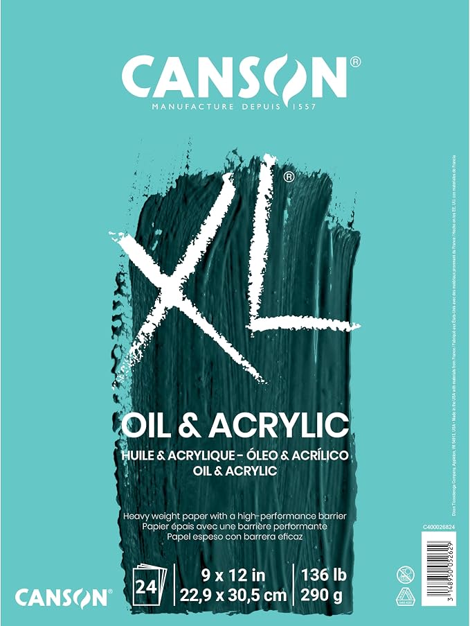 Canson XL Series Oil & Acrylic Paper Pad, 24 Sheets/Pad | Canvas-Like Feel by Unknown