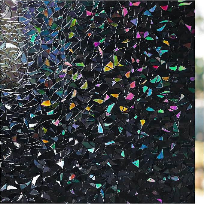 Haton Blackout Window Film, Stained Glass Sun Light Blocking Privacy Tint Shades by HatonHomeDecor