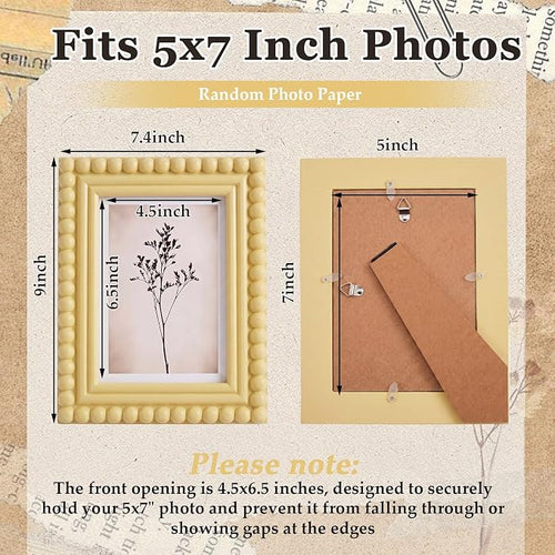 1 Pack 5 x 7 Picture Frame, Wood Beaded Boho Photo Frame, Vintage Photo Display - Image 2