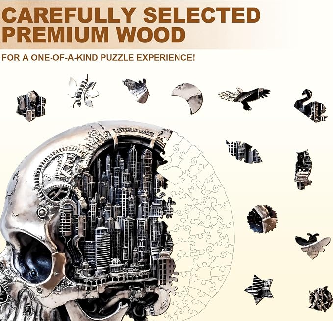 City Skull Puzzles Adults Gifts Wooden 250 Pieces 13.4 * 12.3in - Image 2