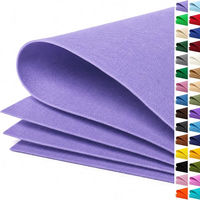 Lavender Large Felt Fabric 36" x 36", 1mm Stiff Felt Sheet, Nonwoven Fabric by ZANEXIR