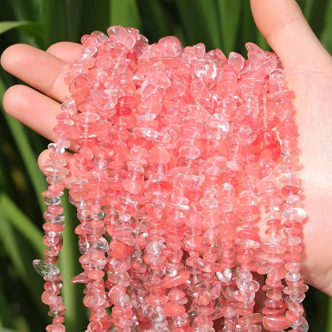 400Pcs 5-8mm Watermelon Red Irregular Glass Chip Beads | 1mm Pre-Drilled Smooth - Image 2