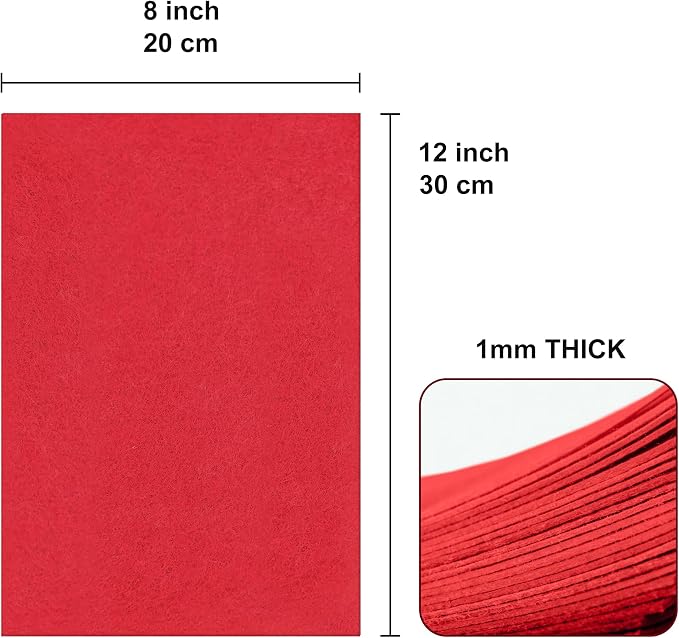 20PCS Red Felt Fabric Sheets - Image 2