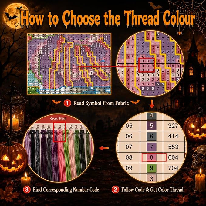 VIGEGU Gnome Cross Stitch Kits for Adults Beginners, Halloween Stamped Cross - Image 5