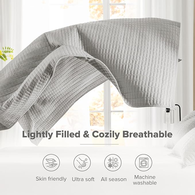 Comfort Spaces Grey Oversized Queen Quilt Set 102"x118" Bedspread Quilted - Image 4