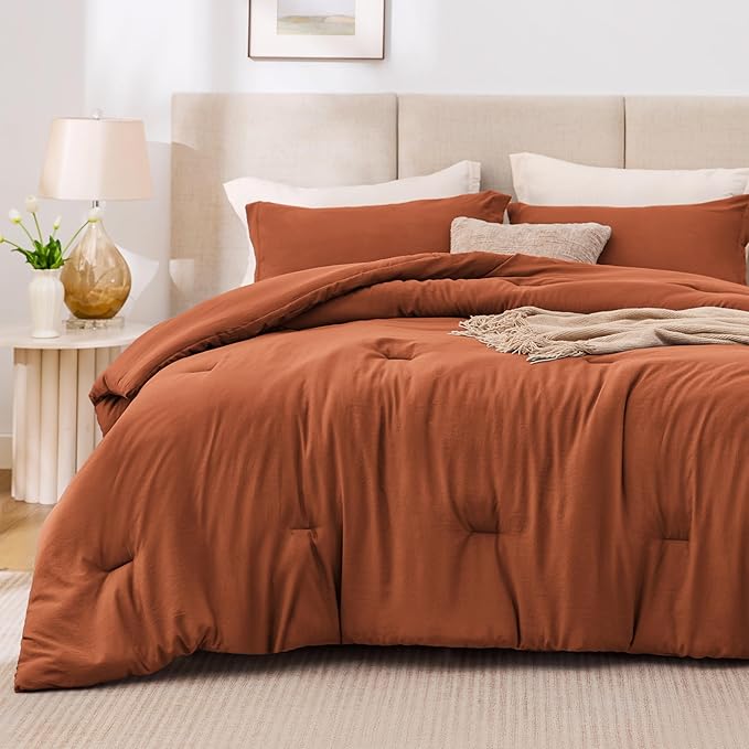Love's cabin Terracotta Full Comforter Set, 3-Piece Prewashed Bed Set - Image 2