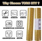TORC Gold Glitter HTV Heat Transfer Vinyl Roll 12 inch x 20 ft Sparkly Iron on - Image 4