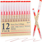 Japanese Style Red Gel Ink Pens, 0.35mm Extra Fine Point, No Smudge Quick Drying by RIANCY