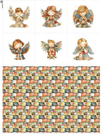 ‍ Patchwork Angel Cotton Fabric Panel – 6 Designs + Bonus Sheet 29.5×19.6 inch by FabricsTown