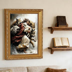 Vintage Gold Framed Jesus and Lamb Wall Art Jesus Saves the Lost Sheep Wall - Image 4