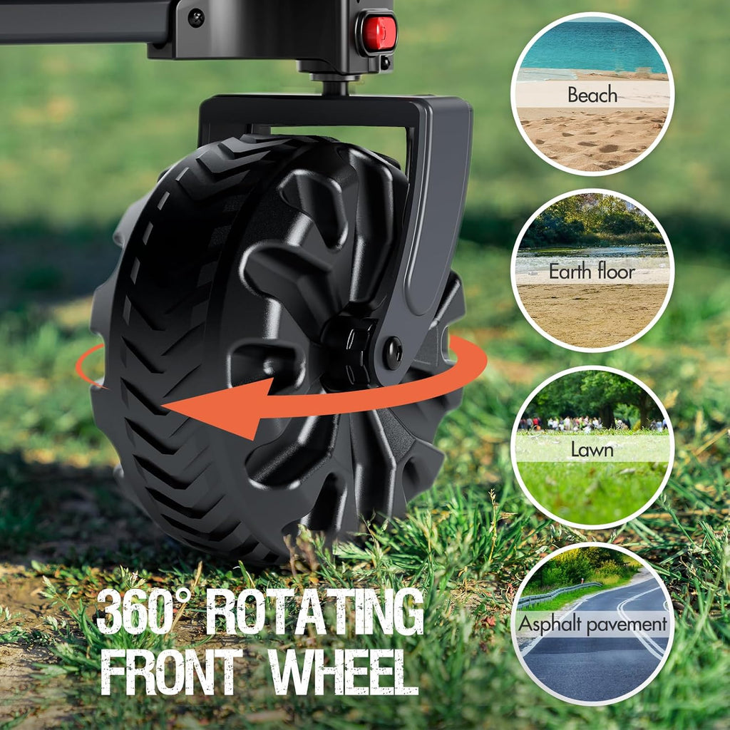 PORTAL Collapsible Folding Utility Beach Wagon Carts Heavy Duty with All Terrain Wheels for Outdoor, Camping, Garden, Shopping, Groceries, Foldable, Large Capacity, Portable, Black