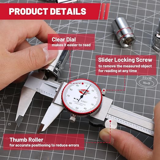 SAE Dial Caliper 0-6" Precision Measuring Tool | ±0.001" Accuracy, Mechanical - Image 4