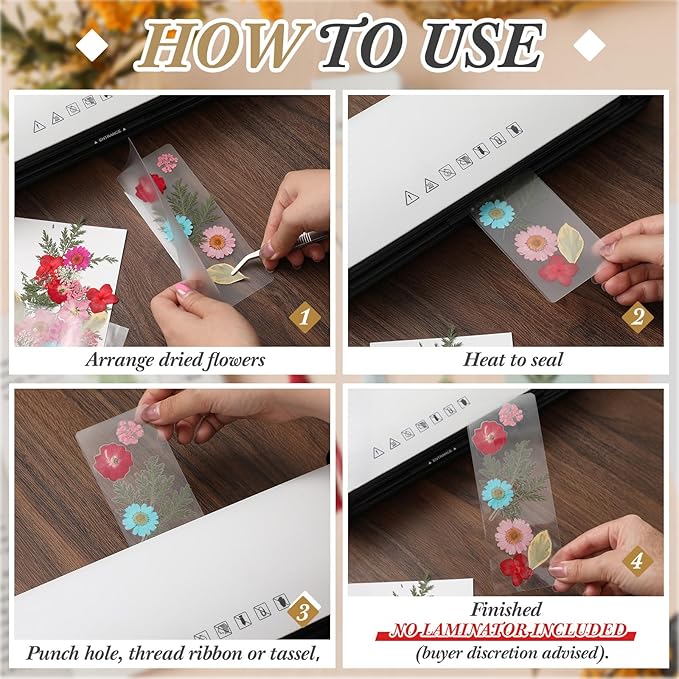 Fuyoooo 376 Pcs Pressed Flowers Bookmark Making Kit, DIY Bookmark Laminating - Image 6