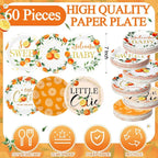 Funnymoom 60 Pcs 7 Inch Little Cutie Paper Plates Orange Baby Shower Plates - Image 2