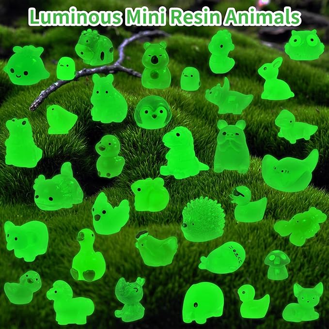 180pcs Luminous Mini Resin Animals Colorful Tiny Small Little Glow in the Dark - Image 3