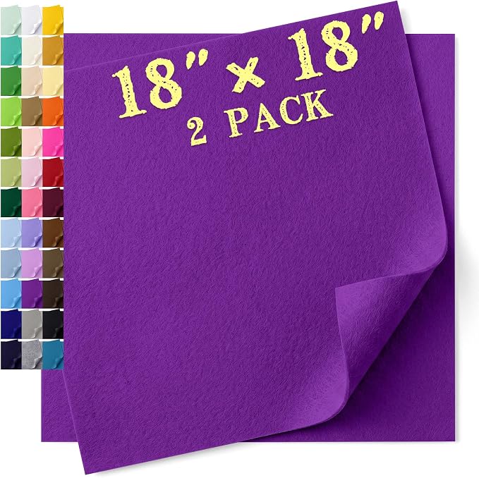 Felt Fabric Sheet 18 x 18 Inch, 1.6mm Thick | Soft and Flexible Nonwoven by MIGLORIA