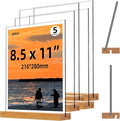 Acrylic Sign Holder with Wood Base 8.5x11 Inch Vertical and Slant Displays by JDEA