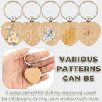 AUEAR, Blank Wooden Key Chain Wood Keychain Key Ring Key Tags Personalized EDC - Image 4