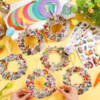 Hollowfly 48 Sets Vintage Wreath Craft Kits DIY Bunny & Chick Paper Crafts Make - Image 2