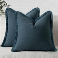 MIULEE Decorative Throw Pillow Covers Neutral Linen Fringe Throw Pillows Set of by MIULEE