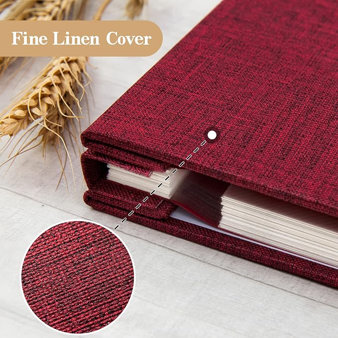 potricher Large Photo Album Self Adhesive 3x5 4x6 5x7 8x10 10x12 Pictures Linen - Image 5