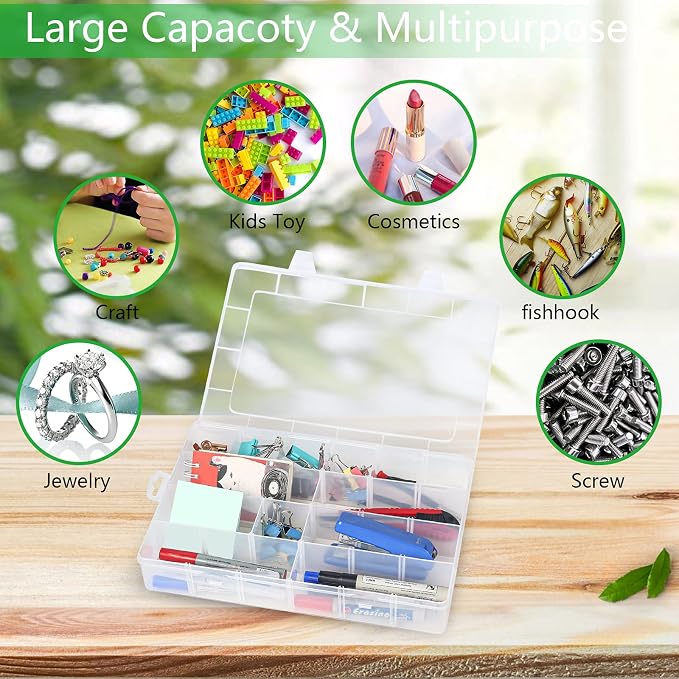 Gbivbe Large 24 Grids Plastic Organizer Box Adjustable Dividers, Art DIY Crafts - Image 4