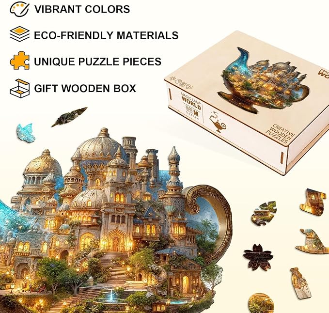 Gifts for Women Men Magic Lamp World Puzzles Adults Gift Wooden 190 Pieces 13.4 - Image 2