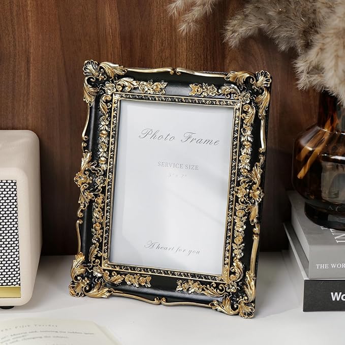Cuspin 5x7 Picture Frame Black and Gold Frames, Vintage Baroque Handcrafted - Image 8