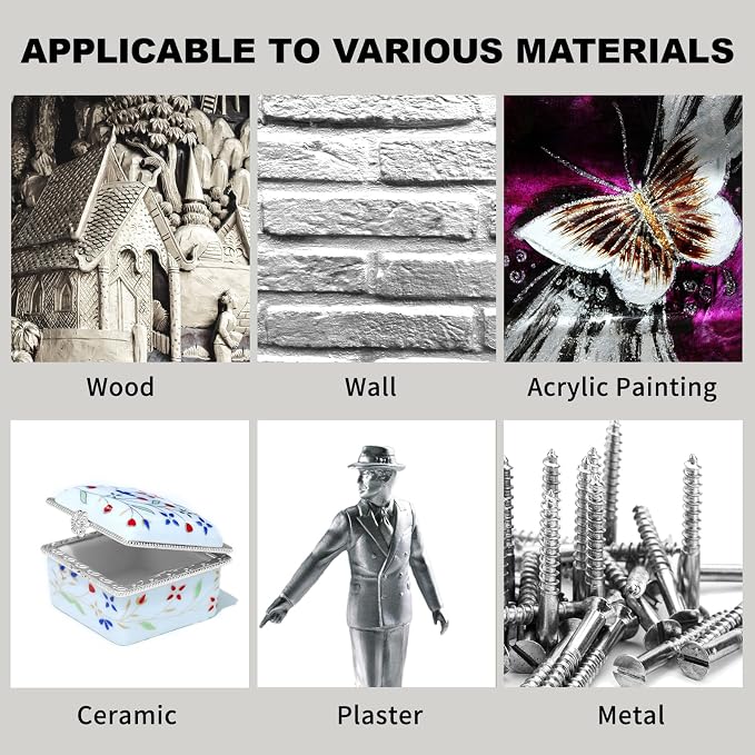 300ml Silver Metallic Acrylic Paint, Non Toxic Waterproof Silver Metallic - Image 6