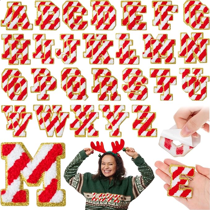 WILLBOND 52 Pcs Christmas Alphabet Patches 2.2 Inch Self Adhesive Letter by Willbond+Technology+Limited