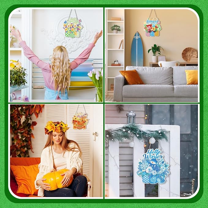 Cinnvoice 12 Pcs Summer Seasonal Diamond Art Hanging Ornament Kit - Image 5