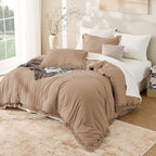Andency Taupe Comforter Set Queen, 3 Pieces Boho Tassel Lightweight Bedding - Image 6