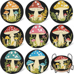 EWJRNSF 8 PCS Mushroom 5D Diamond Painting Coasters DIY Kit by EWJRNSFDiamondPainting