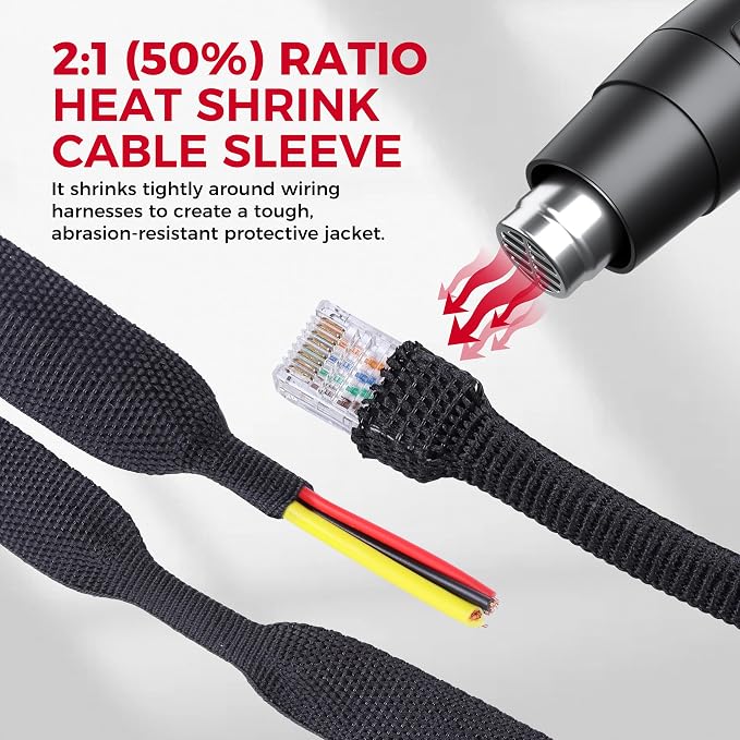 2 in 1 Heat Shrink Braided Sleeving Fabric Tubing-Ideal fit Irregular Shape - Image 3