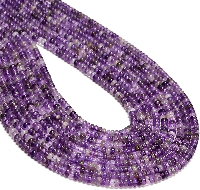 ICAI 2x4mm Natural Amethyst Rondelle Beads – Loose Gemstone Spacers by CAI+YI+MING