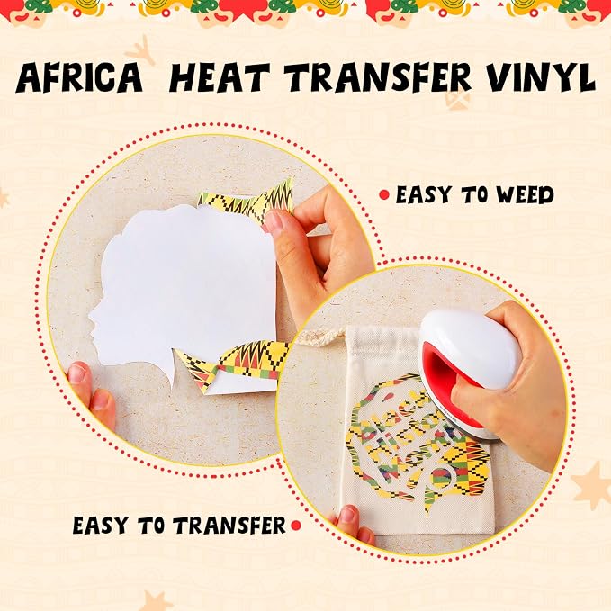 HTVSTD Kwanzaa HTV Heat Transfer Vinyl 12 Sheets 12×10in Iron on Vinyl | Africa - Image 3