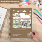4 Pack Mixed Media Sketchbook, 9x12 inches Drawing Paper Sketch Book, - Image 2