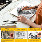 24 Piece Sketch Pencil Set, Graphite Charcoal - Image 2