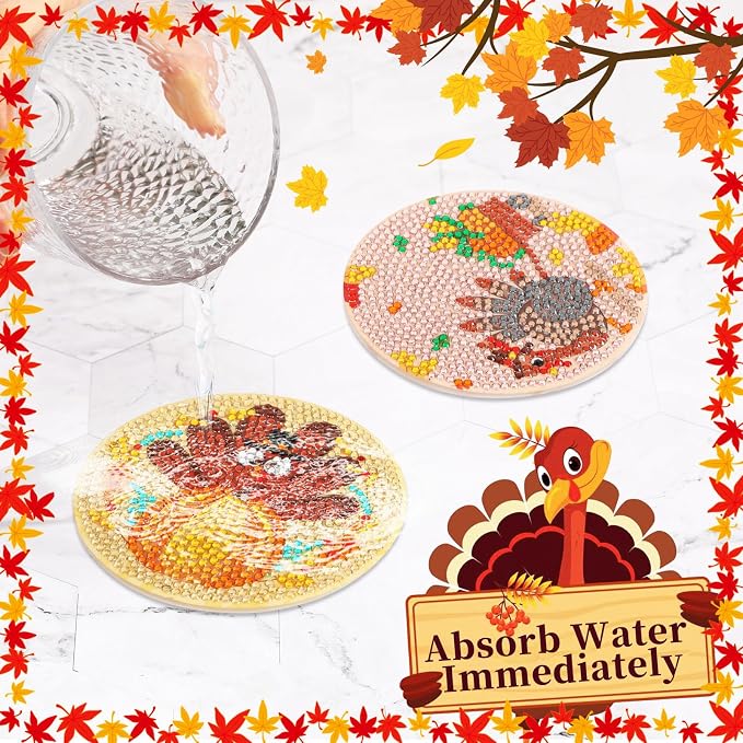 UPINS 8Pcs Fall Diamond Art Coasters - Image 6
