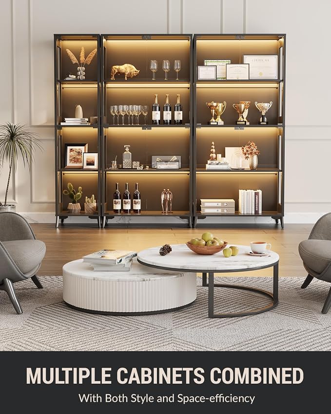 Glass Display Cabinet with Doors, 4-Tier Display Case with Adjustable Shelves - Image 8