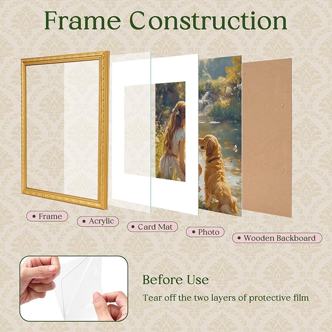 TWING 11x14 Picture Frame, Ornate Vintage 11x14 Photo Frame, 1 Pack | Gold - Image 3