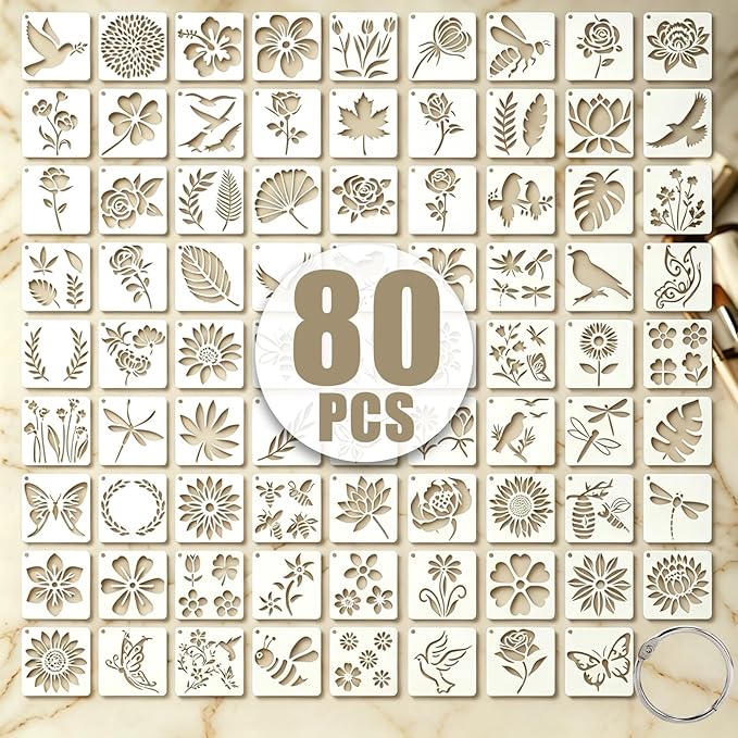 80 PCS Small Botanical Stencils by UpChoNice