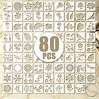 80 PCS Small Botanical Stencils by UpChoNice