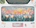 Faux Colorful Glass Desk Mat, Tulip Long Mouse Pad, Large Gaming Computer by Unknown