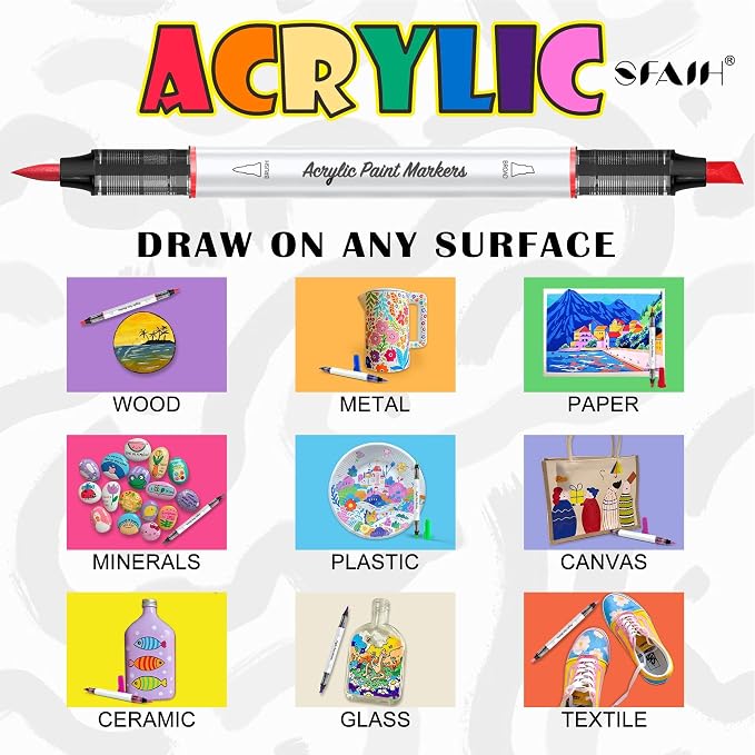 SFAIH 48 Colors Acrylic Paint Markers Set - Image 9