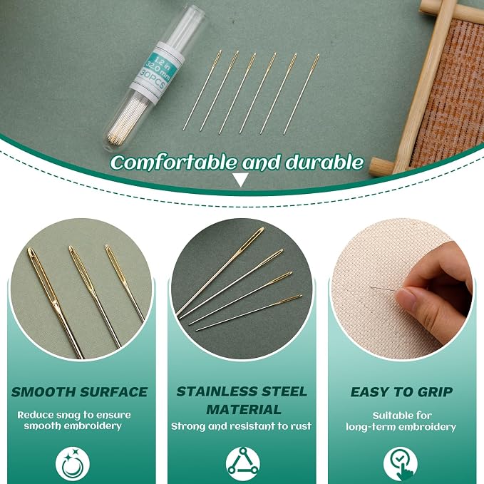 Fteven 30PCS Cross Stitch Needles, Size 28 Stainless Steel Embroidery Needles - Image 4