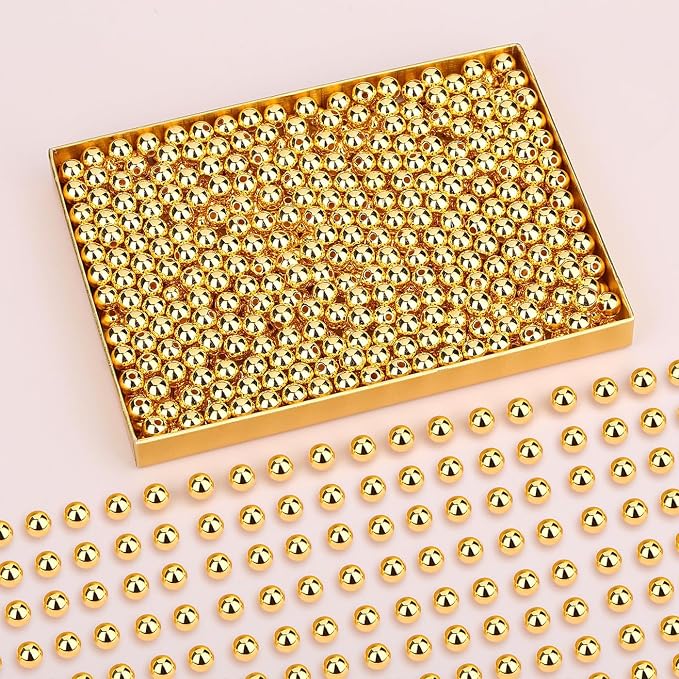 DUQGUHO 6mm Gold Beads for Jewelry Making Plastic Pearl Beads - Image 2