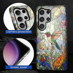 for Samsung Galaxy S25 Ultra Case, Hummingbird Wildflower Stained Glass Pattern - Image 6