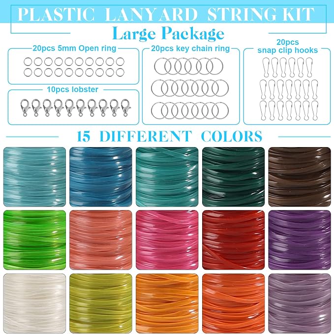 KAMJUNTAR Luminous Lanyard String, 15 Rolls Gimp String Plastic Lacing Cord - Image 3