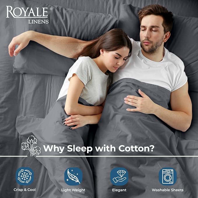 Royale Linens 100% Organic Cotton Queen Flat Sheet Only - Image 3